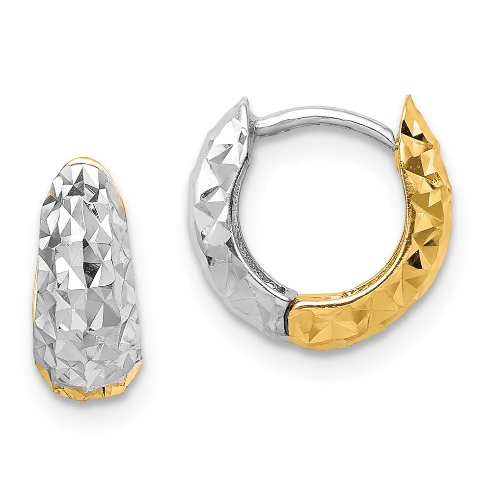 Picture of Finest Gold 14K Two-Tone Textured Hoop Earrings