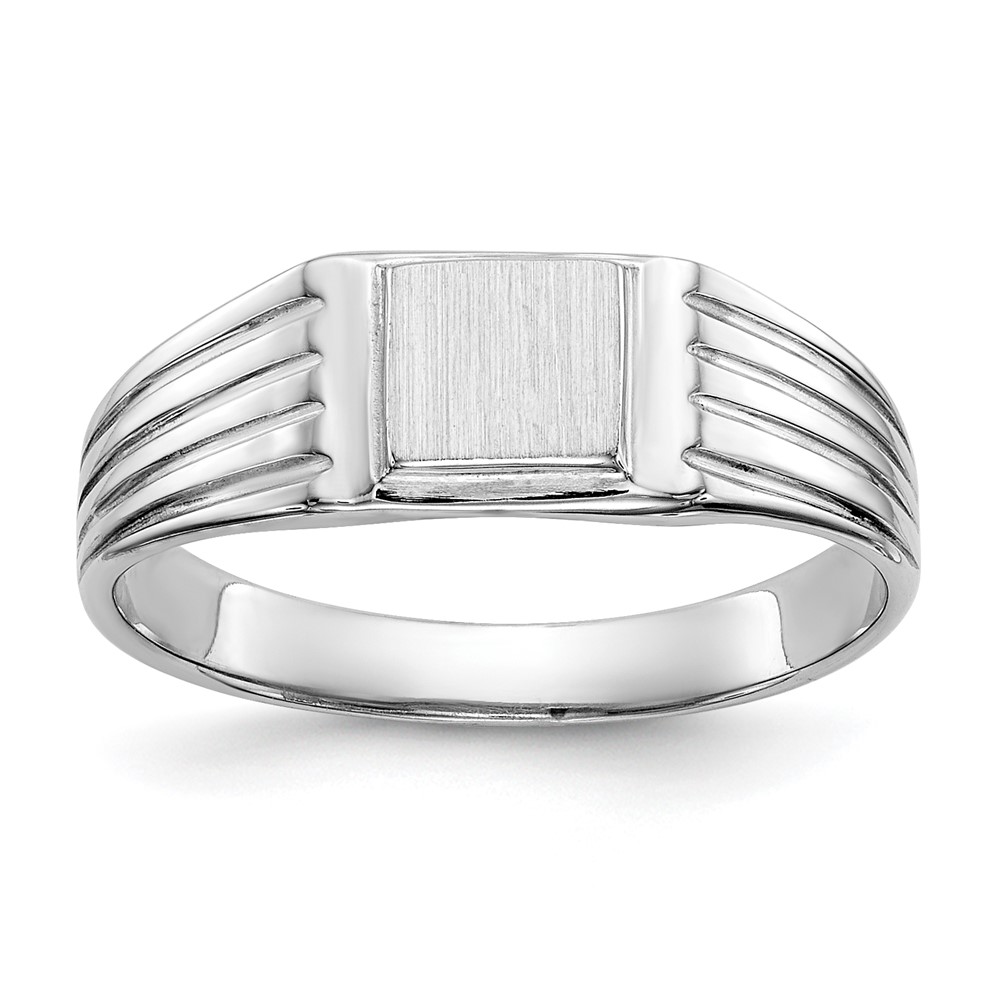 Picture of Finest Gold 14K White Gold 5.25 x 5.0 mm Childs Open Back Signet Ring&amp;#44; Size 5.5