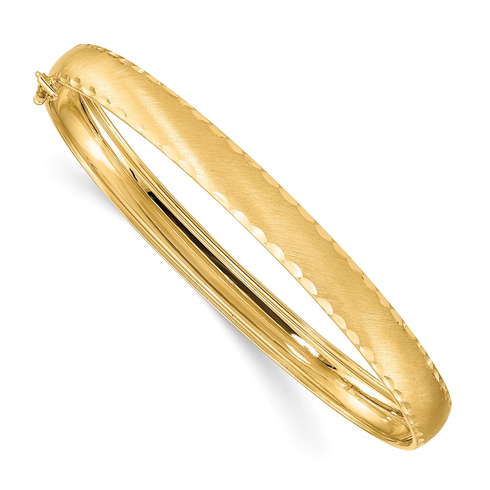 Gold Classics(tm) 14kt. Gold Satin Diamond-Cut Oval Flexible Bangle -  Fine Jewelry Collections, DB685
