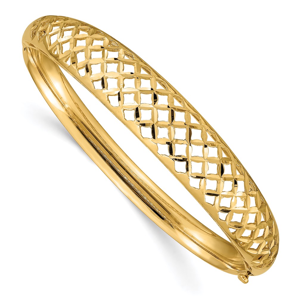 Picture of Finest Gold 14K 6.25-12.5 mm Graduated Fancy Weave Hinged Bangle Bracelet