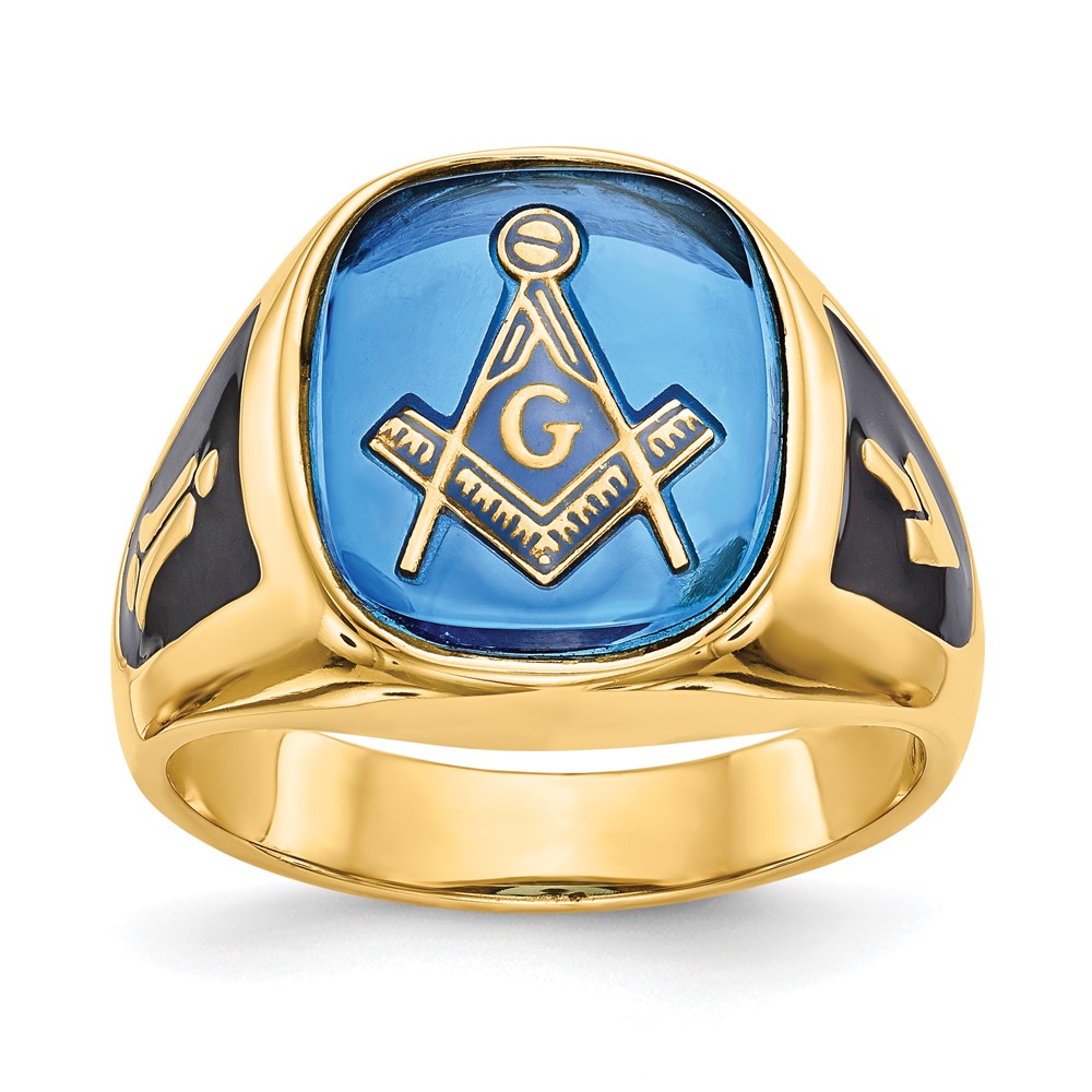 Picture of Finest Gold 14K Mens Masonic Ring&amp;#44; Size 10