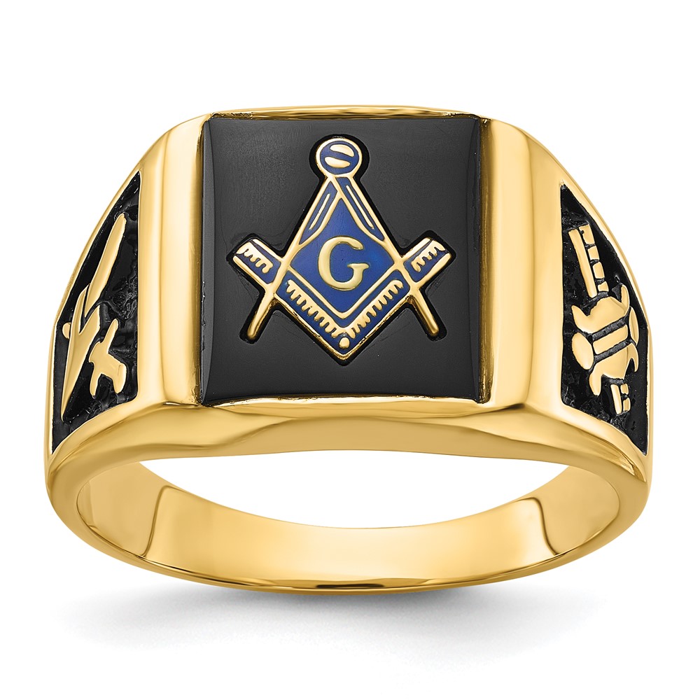 Picture of Finest Gold 10 mm 14K Mens Masonic Ring  Yellow Gold - Size 10
