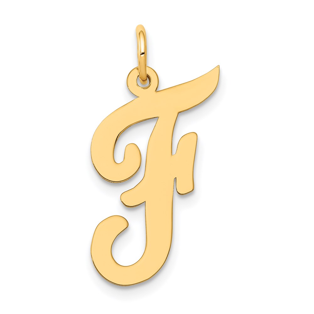 Picture of Finest Gold  14K Gold Script Letter F Initial Jewelry Pendart &amp; Charm  Yellow - Large