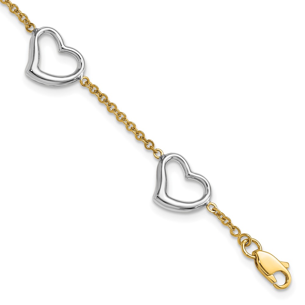 Picture of Finest Gold 14K Two-Tone Heart 7 in. Bracelet