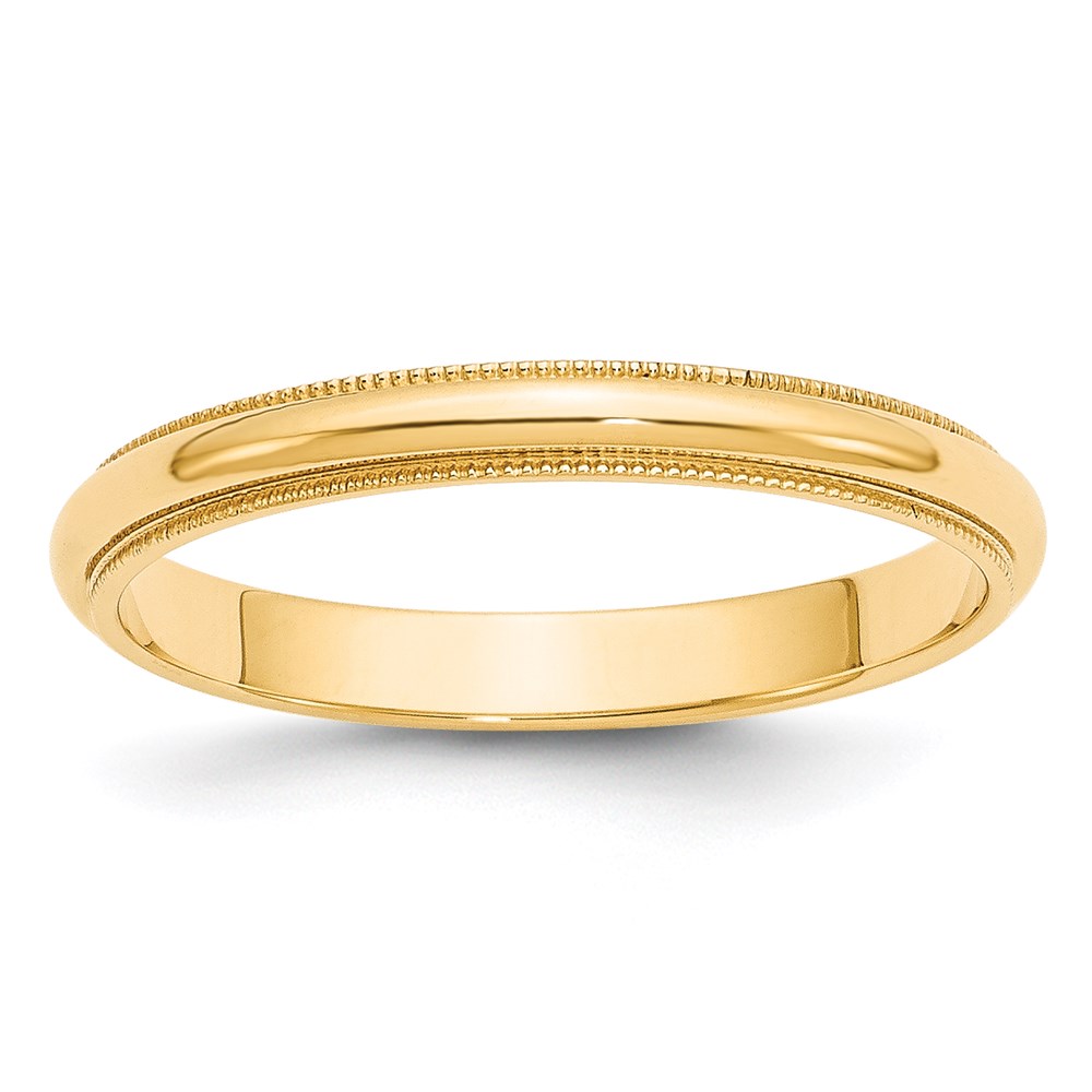 Picture of Finest Gold  3 mm 14K Yellow Gold Milgrain Half Round Wedding Band - Size 5