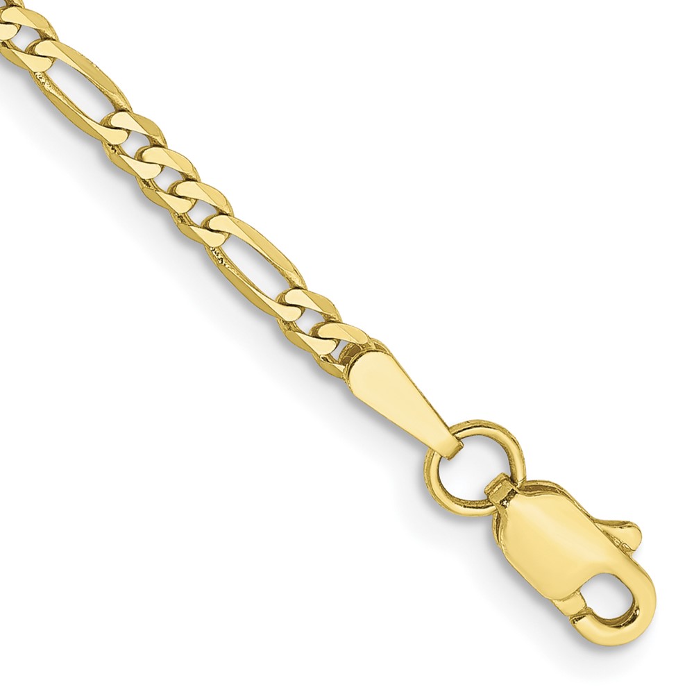 Picture of Finest Gold 10K Yellow Gold 2.2 mm Flat Figaro Chain 8 in. Bracelet