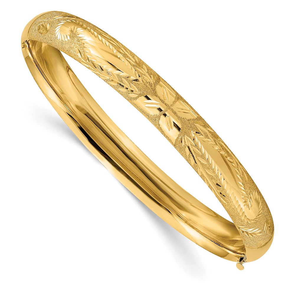 Gold Classics(tm) 14kt. Gold 5/16 Laser Cut Hinged Bangle Bracelet -  Fine Jewelry Collections, LZ5/16O