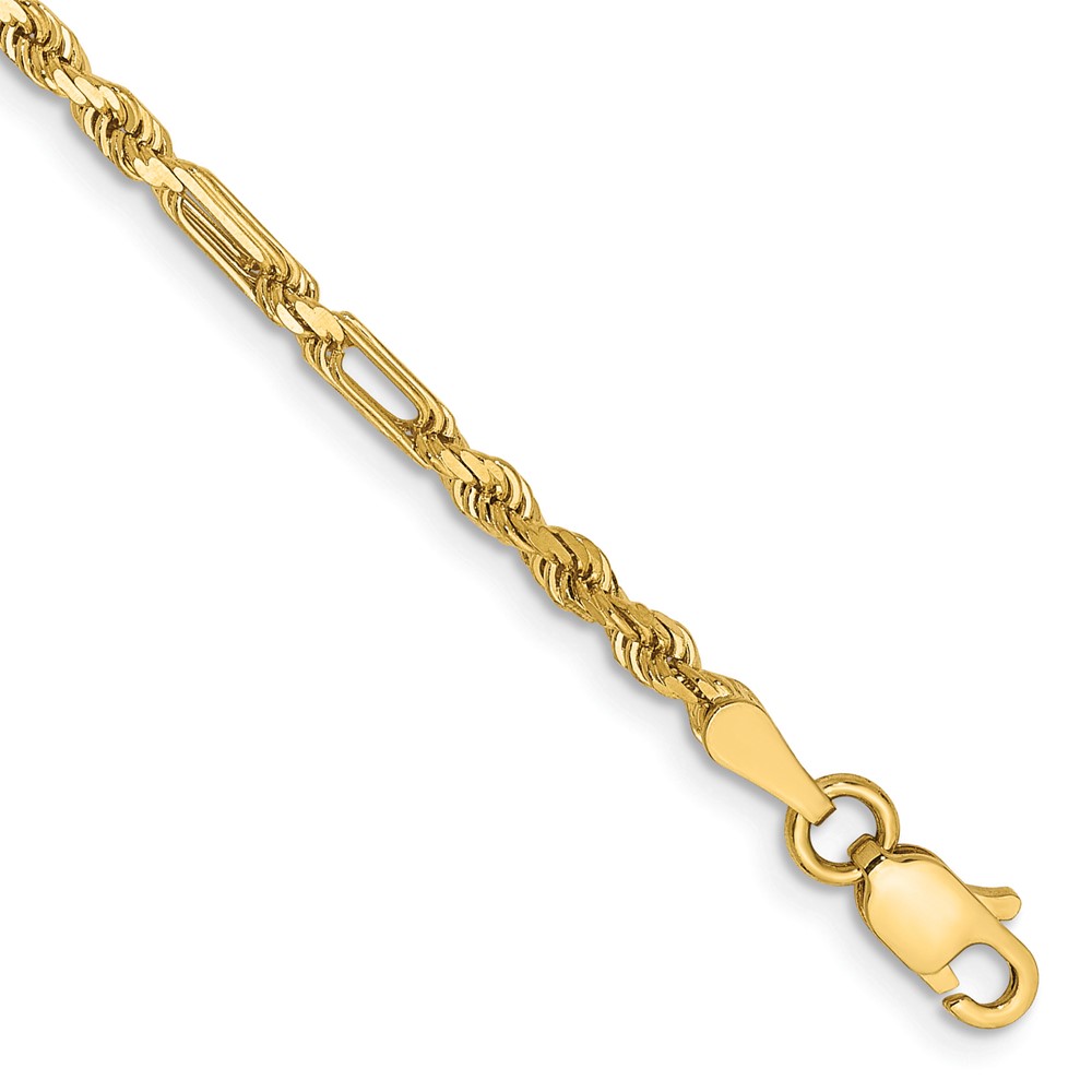 Picture of Finest Gold 2.5 mm 14K 2. DC Milano Rope Chain Bracelet&amp;#44; Yellow