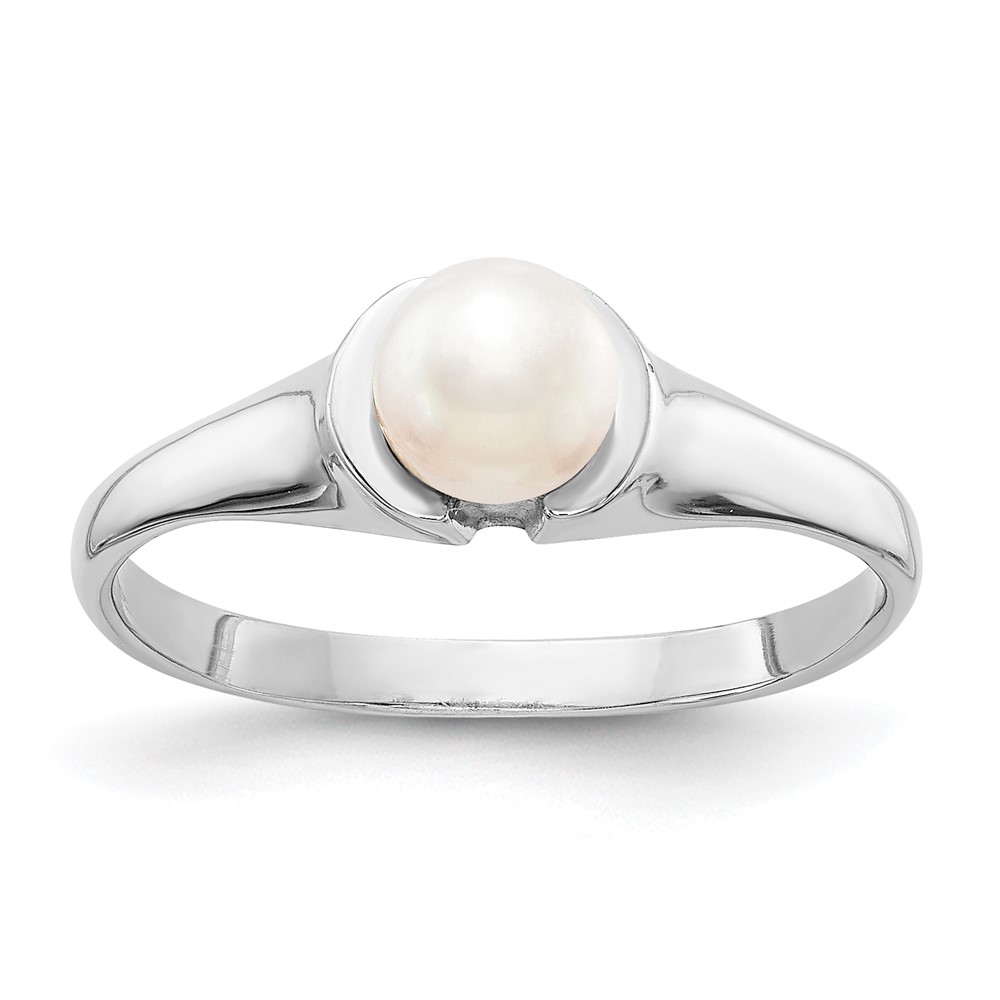 Picture of Finest Gold 14K White Gold 5 mm FW Cultured Pearl Ring&amp;#44; Size 6