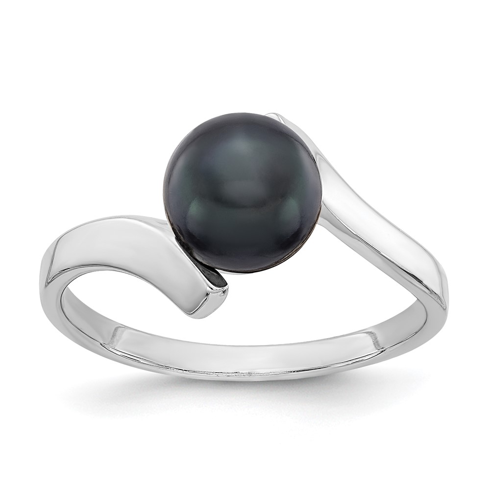 Picture of Finest Gold 14K White Gold 7 mm Black FW Cultured Pearl Ring&amp;#44; Size 6