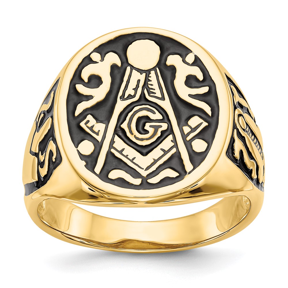 Picture of Finest Gold 14K Mens Masonic Ring&amp;#44; Size 10