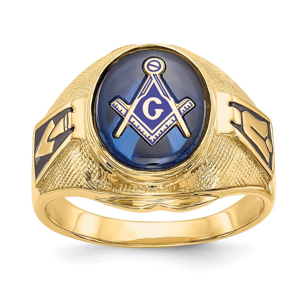 Picture of Finest Gold 14k Yellow Gold Mens Masonic Ring  Size 10