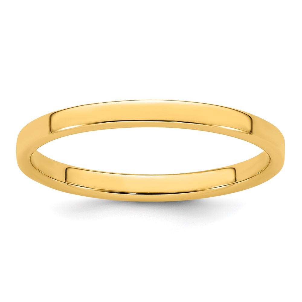 Picture of Finest Gold  2 mm 14K Yellow Gold Lightweight Flat Wedding Band - Size 11.5