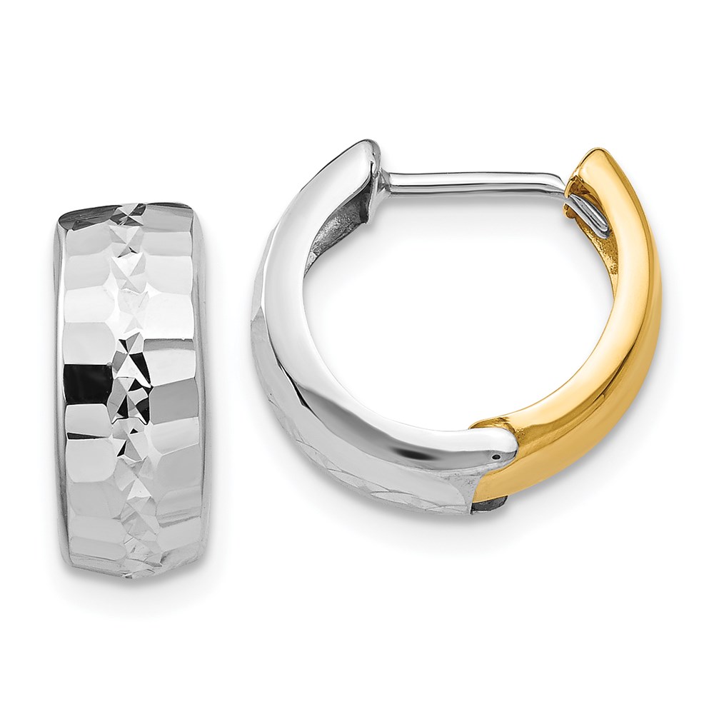 Picture of Finest Gold 14K Two-Tone Textured Hinged Hoop Earrings