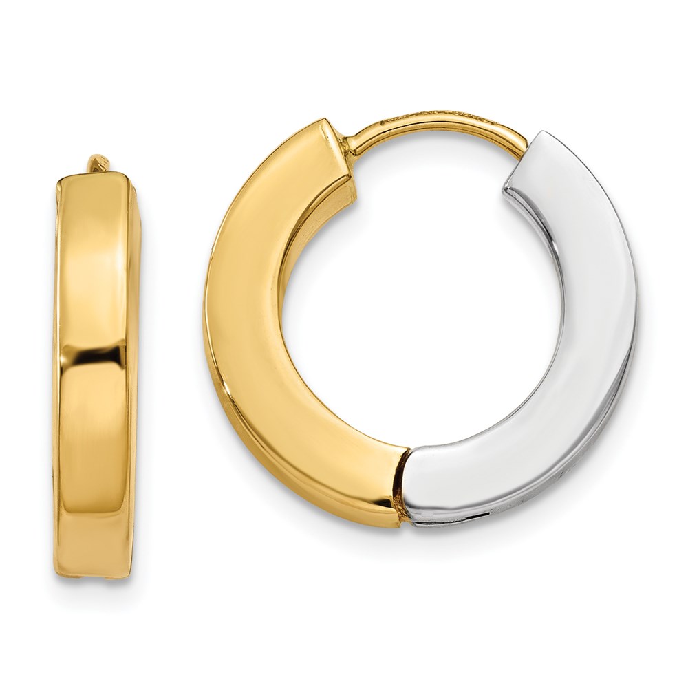 Picture of Finest Gold 14K Two-Tone Gold Polished Hollow Hinged Hoop Earrings