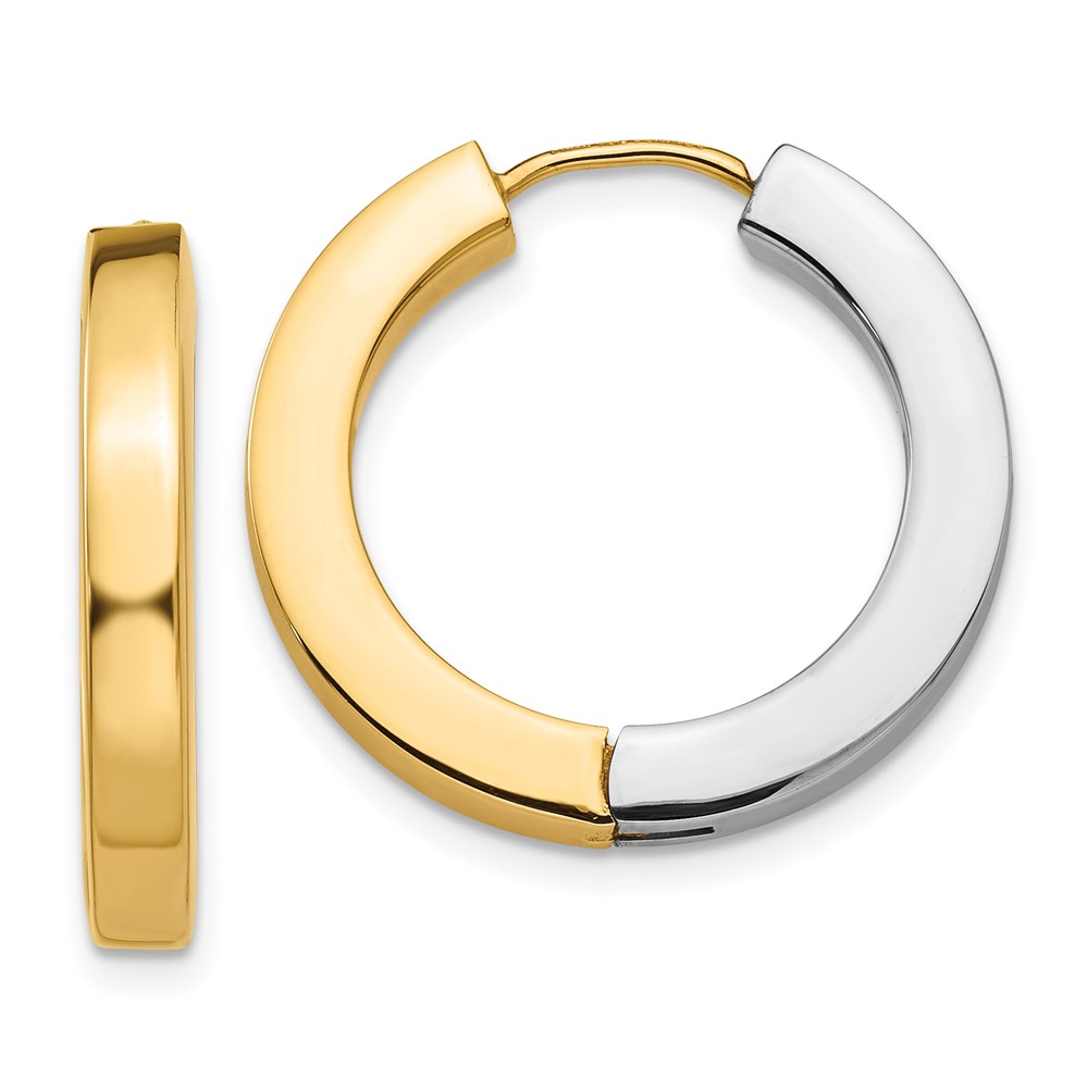 Picture of Finest Gold 14K Two-Tone Gold Polished Hollow Hinged Hoop Earrings