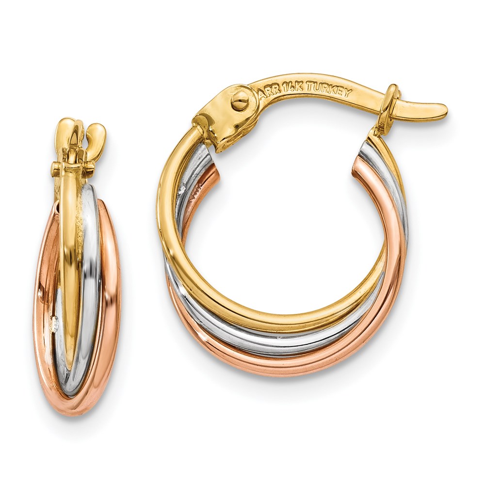 Picture of Finest Gold 14K Tri-Color Twisted Hoop Earrings