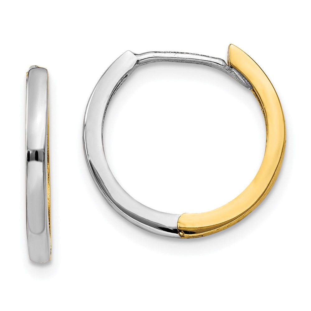 Picture of Finest Gold 14K Two-Tone Round Hinged Hoop Earrings