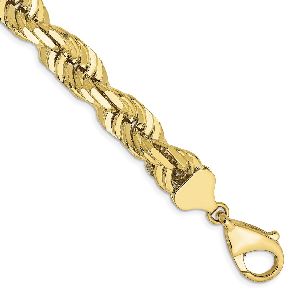 Picture of Finest Gold 10K Yellow Gold 10 mm Diamond-Cut Rope 9 in. Chain Bracelet