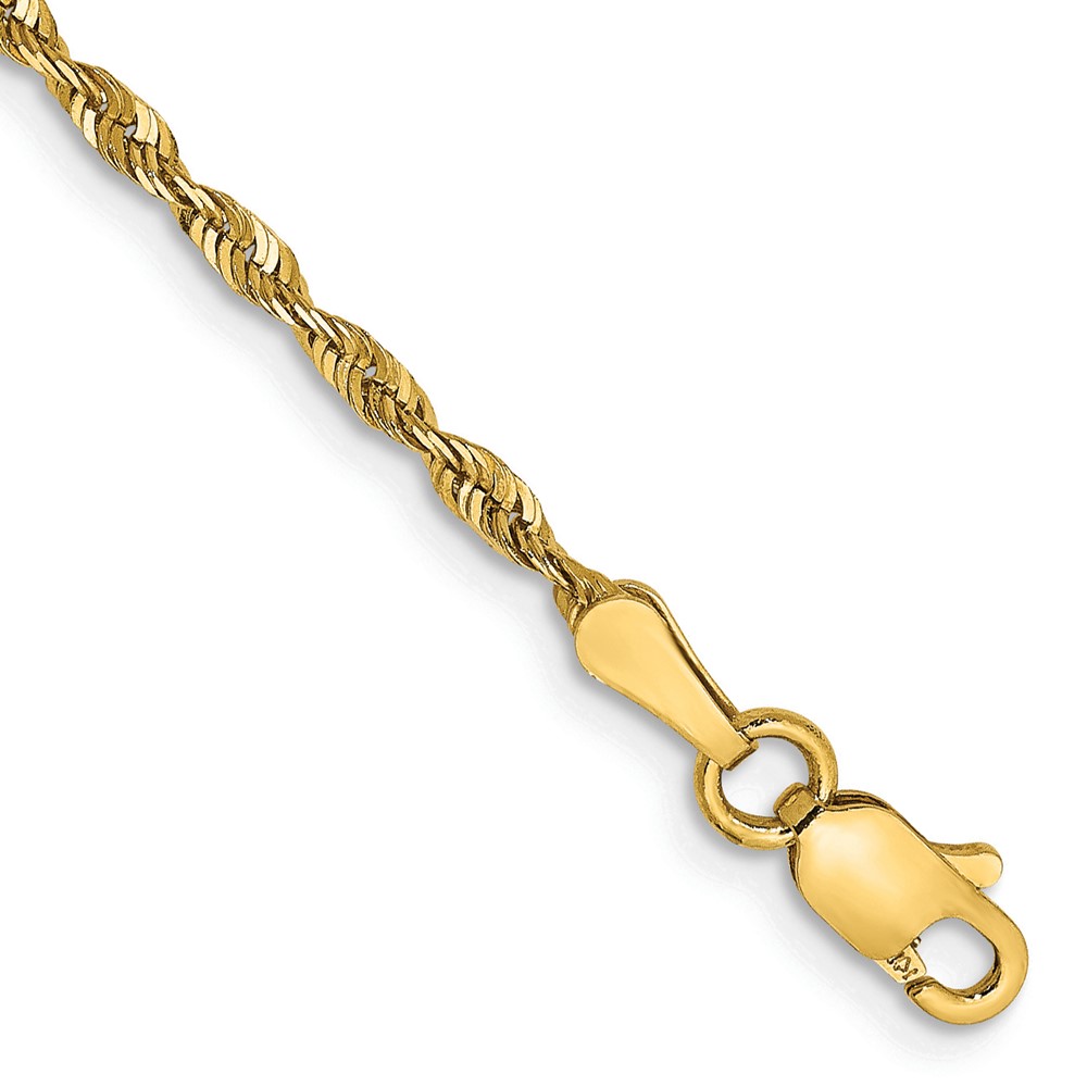 Picture of Finest Gold 14K Yellow Gold 2 mm Extra-Light Diamond-Cut Rope Chain 7 in. Bracelet