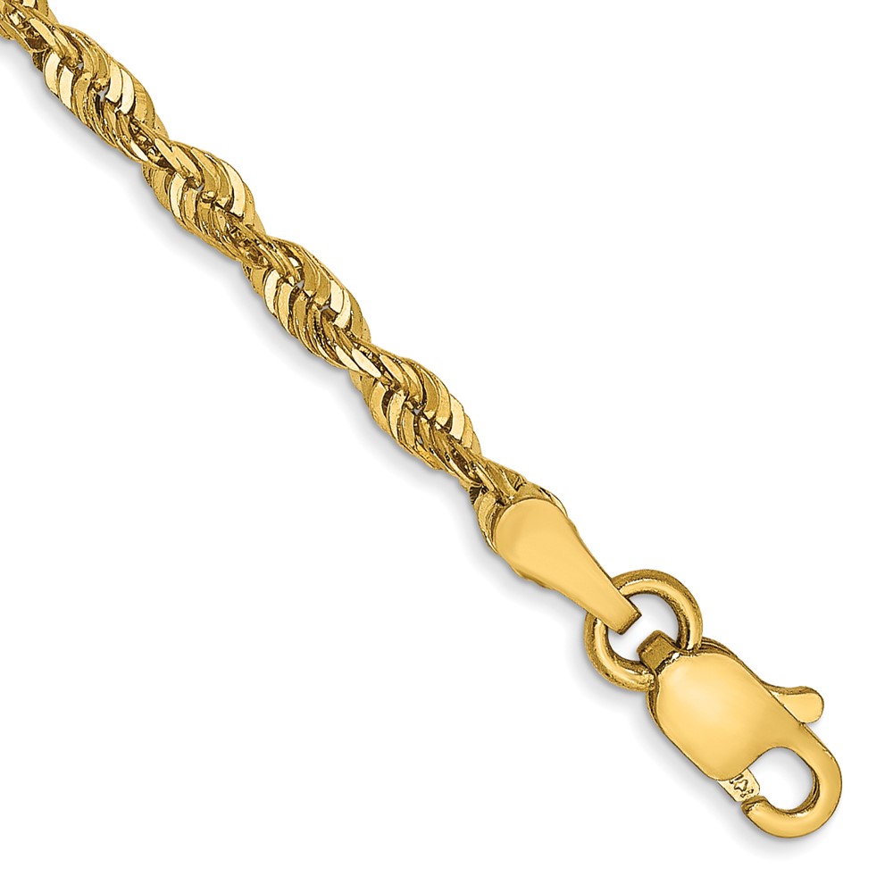 Picture of Finest Gold 14K Yellow Gold 9 in. 2.5 mm Extra-Light Diamond-Cut Rope Chain Anklet