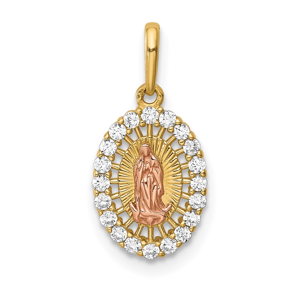 14K Two-Tone Our Lady of Guadalupe CZ Pendant -  Finest Gold, UBSYC1379