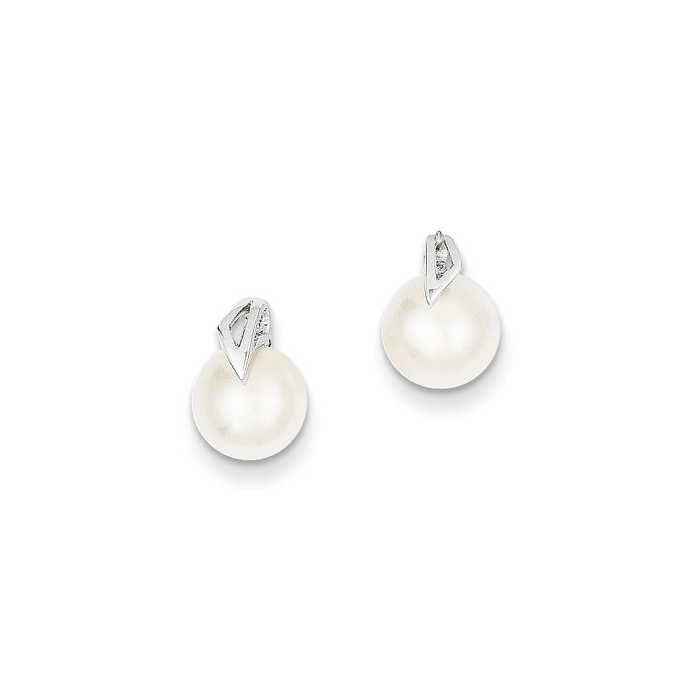 14K White Gold 7-8 mm Button Freshwater Cultured Pearl Post Earrings -  Finest Gold, UBSXE1787P