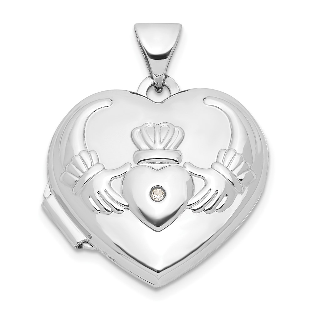 Gold Classics(tm) 14kt. White Gold Diamond Heart Claddagh Locket -  Fine Jewelry Collections, XL307