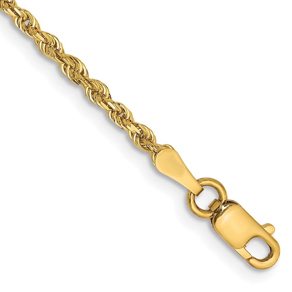Picture of Finest Gold 14K Yellow Gold 10 in. 2 mm Diamond-Cut Quadruple Rope Chain Anklet