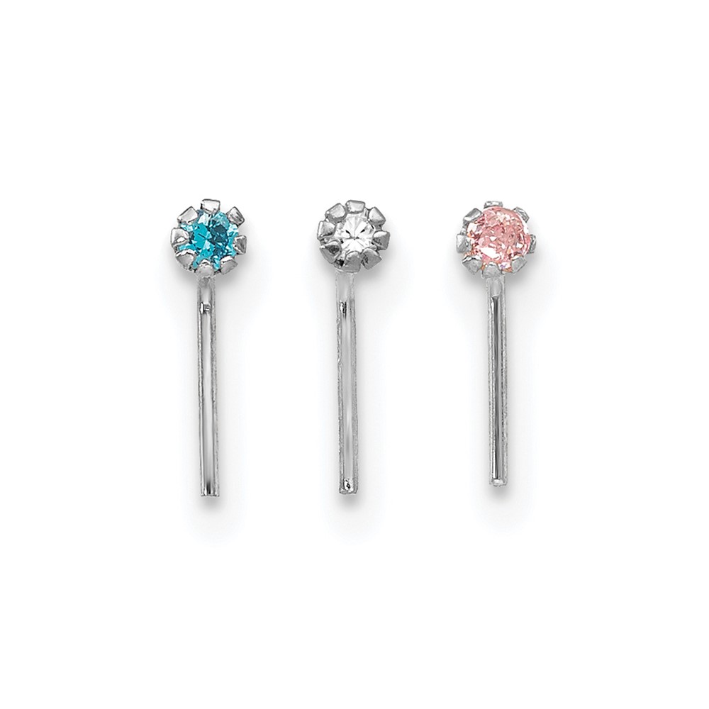 Picture of Finest Gold 10K White Gold 1.5 mm Nose Stud - Set of 3