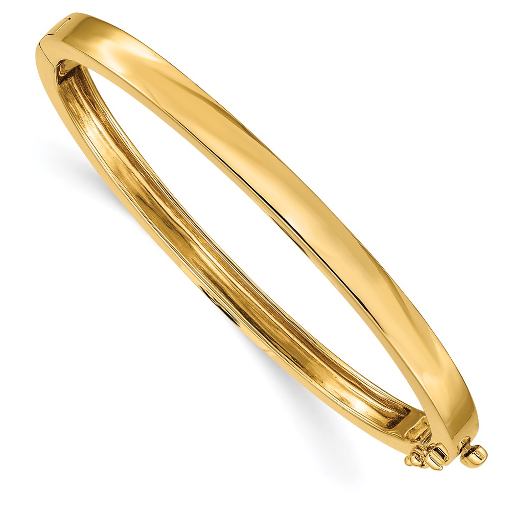 14K Yellow Gold 5.3 mm Polished Solid Hinged Bangle Bracelet -  Finest Gold, UBSXB248