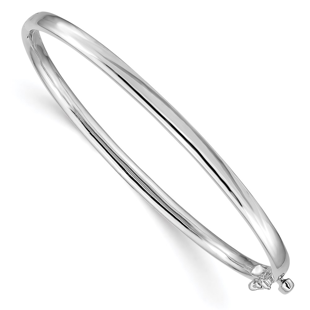 14K White Gold 3.6 mm Polished Solid Hinged Bangle Bracelet -  Finest Gold, UBSXB254