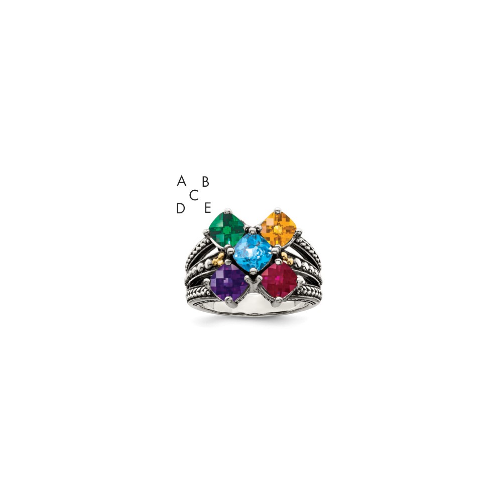 Picture of Finest GoldQMR11-5-6 Sterling Silver &amp; 14K Five-stone Mothers Mounting Ring&#44; Size 6