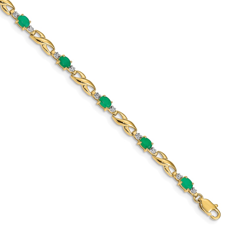Picture of Finest Gold 7.25 in. 14K Diamond &amp; Oval Emerald Bracelet&amp;#44; Yellow