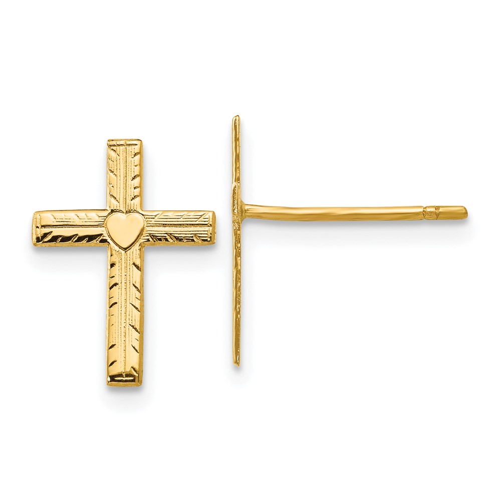 Gold Classics(tm) 14kt. Gold Heart Cross Dangle Earrings -  Fine Jewelry Collections, REL175