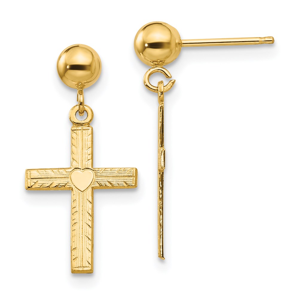 Gold Classics(tm) 14kt. Gold Satin Cross Dangle Earrings -  Fine Jewelry Collections, REL173