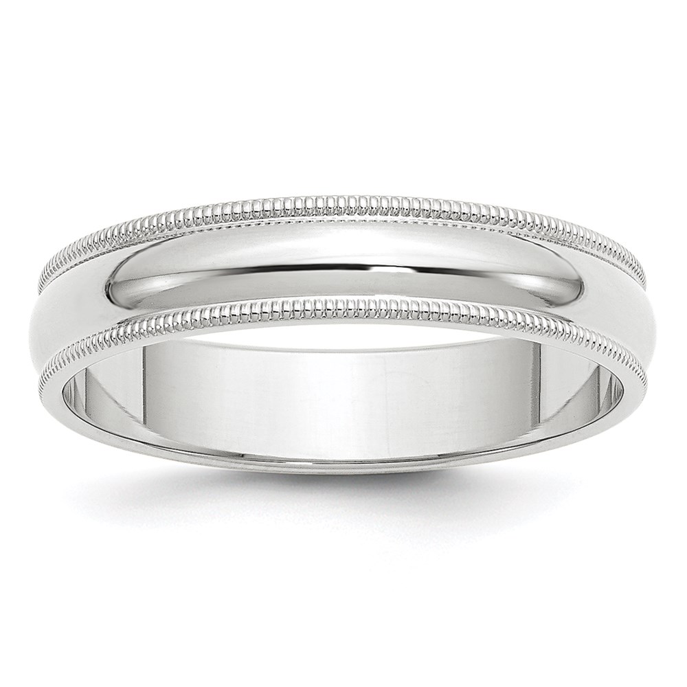 Picture of Finest Gold  5 mm 14K White Gold Milgrain Half Round Wedding Band - Size 9.5