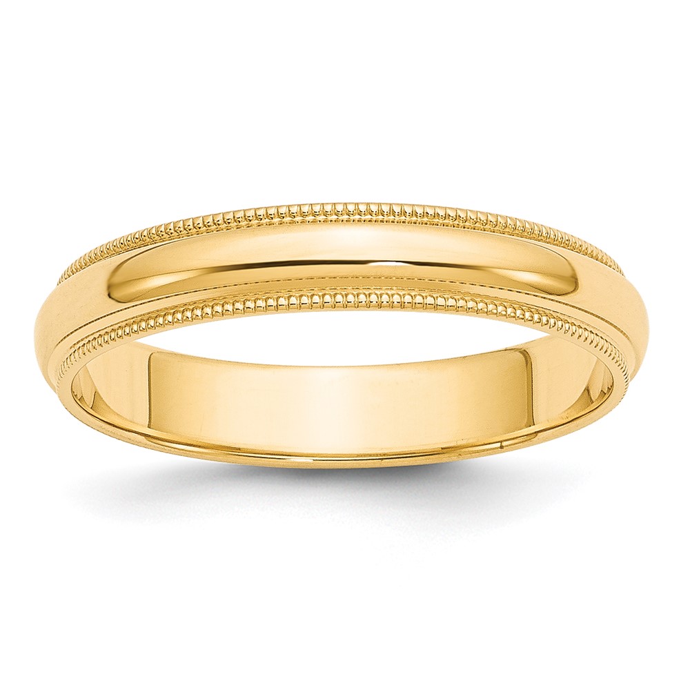 Picture of Finest Gold  4 mm 10K Yellow Gold Milgrain Half Round Wedding Band - Size 6.5