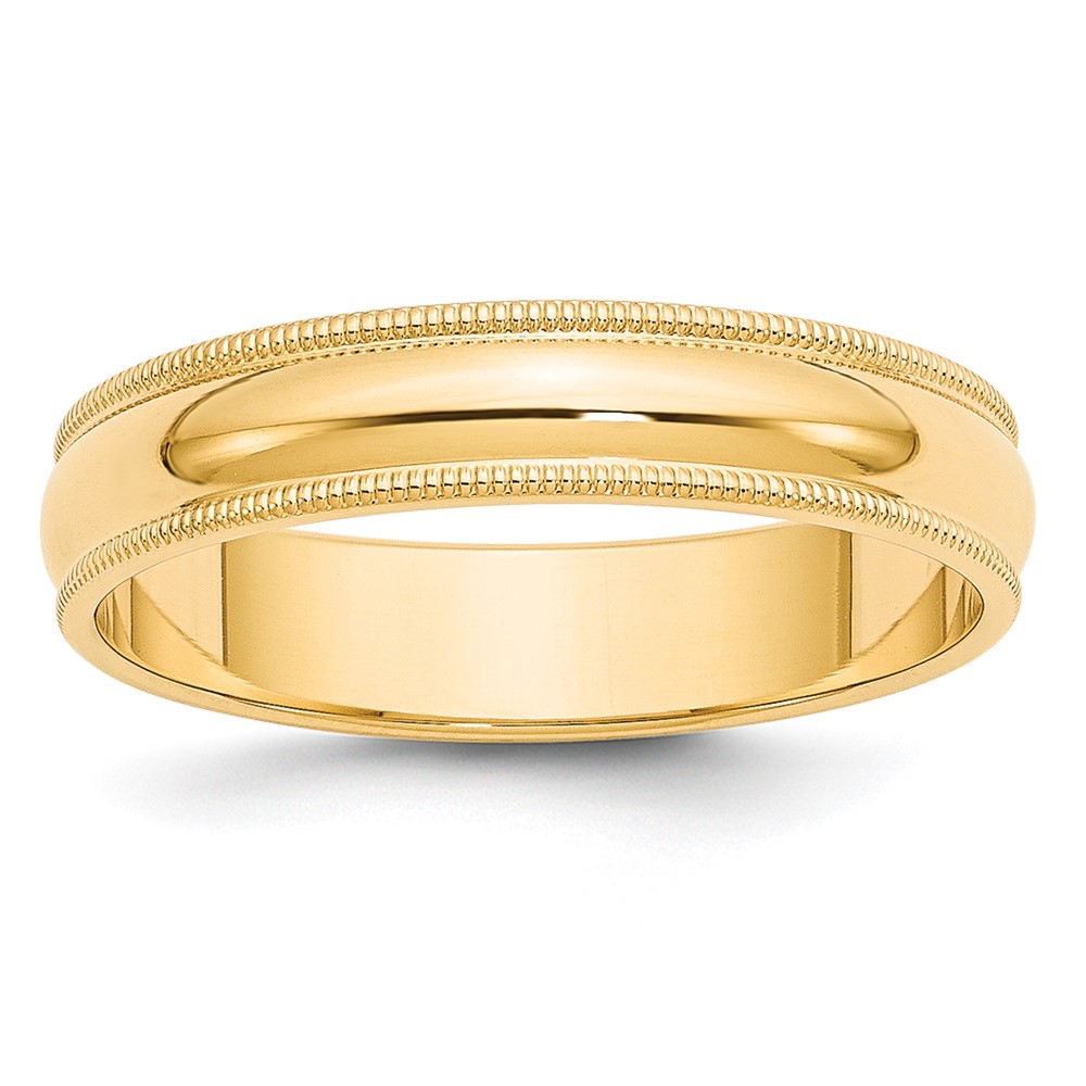 Picture of Finest Gold  5 mm 10K Yellow Gold Milgrain Half Round Wedding Band - Size 12