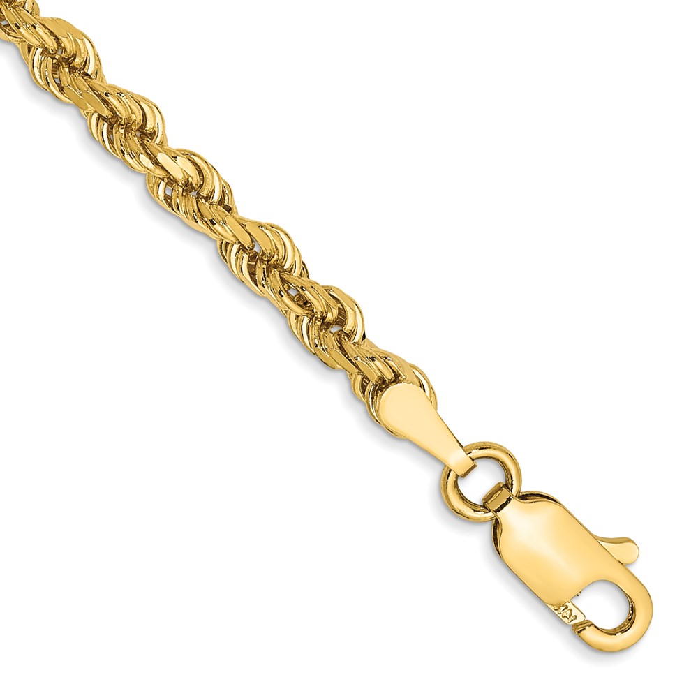 Picture of Quality Gold 023L-9 3 mm 14K Diamond Cut Rope with Lobster Clasp Chain Anklet