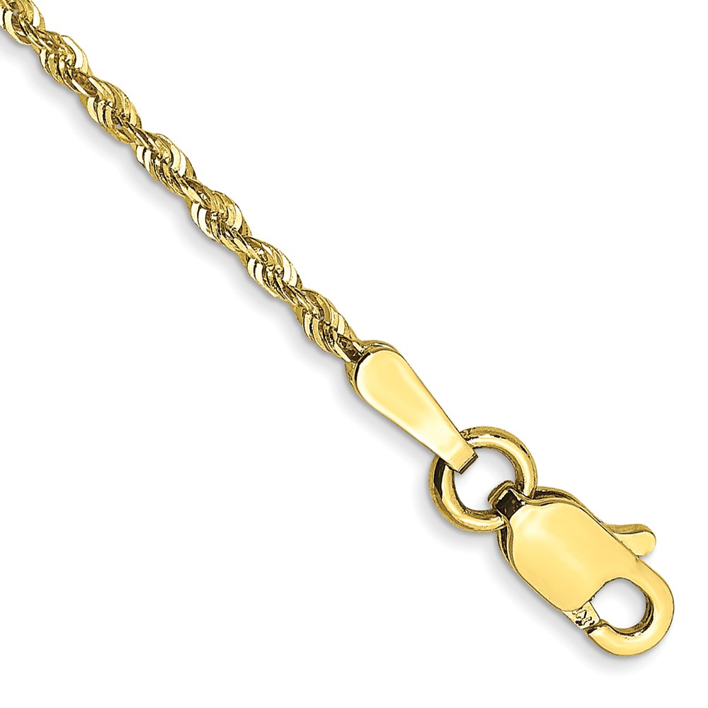 Picture of Quality Gold 10EX012-9 10K Yellow Gold 9 in. 1.5 mm Extra-Light Diamond-Cut Rope Chain Anklet