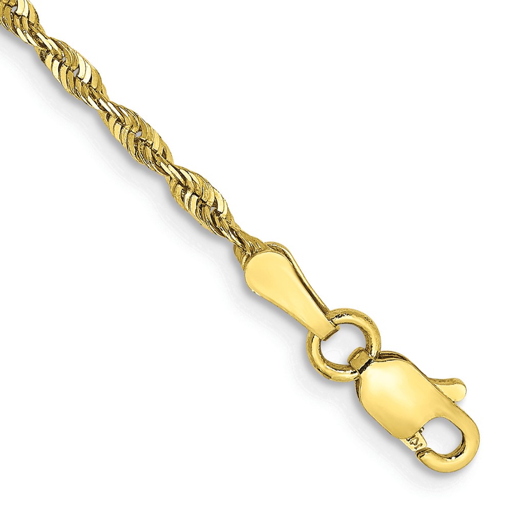 Picture of Quality Gold 10EX016-10 10K Yellow Gold 10 in. 2 mm Extra-Light Diamond-Cut Rope Chain Anklet