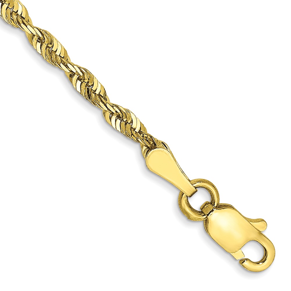 Picture of Quality Gold 10EX018-9 10K Yellow Gold 9 in. 2.25 mm Extra-Light Diamond-Cut Rope Chain Anklet