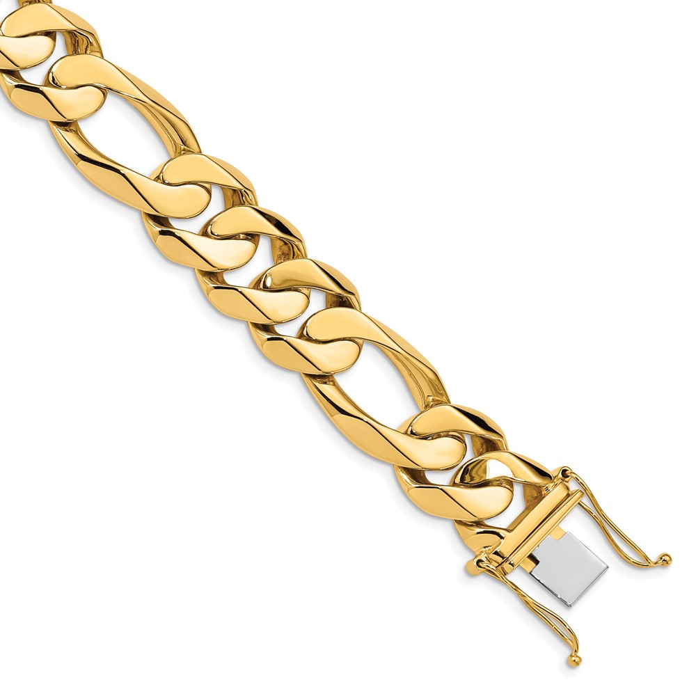 Picture of Finest Gold 14K Yellow Gold 15.7 mm Hand Polished Fancy Heavy Figaro Link 8.25 in. Bracelet