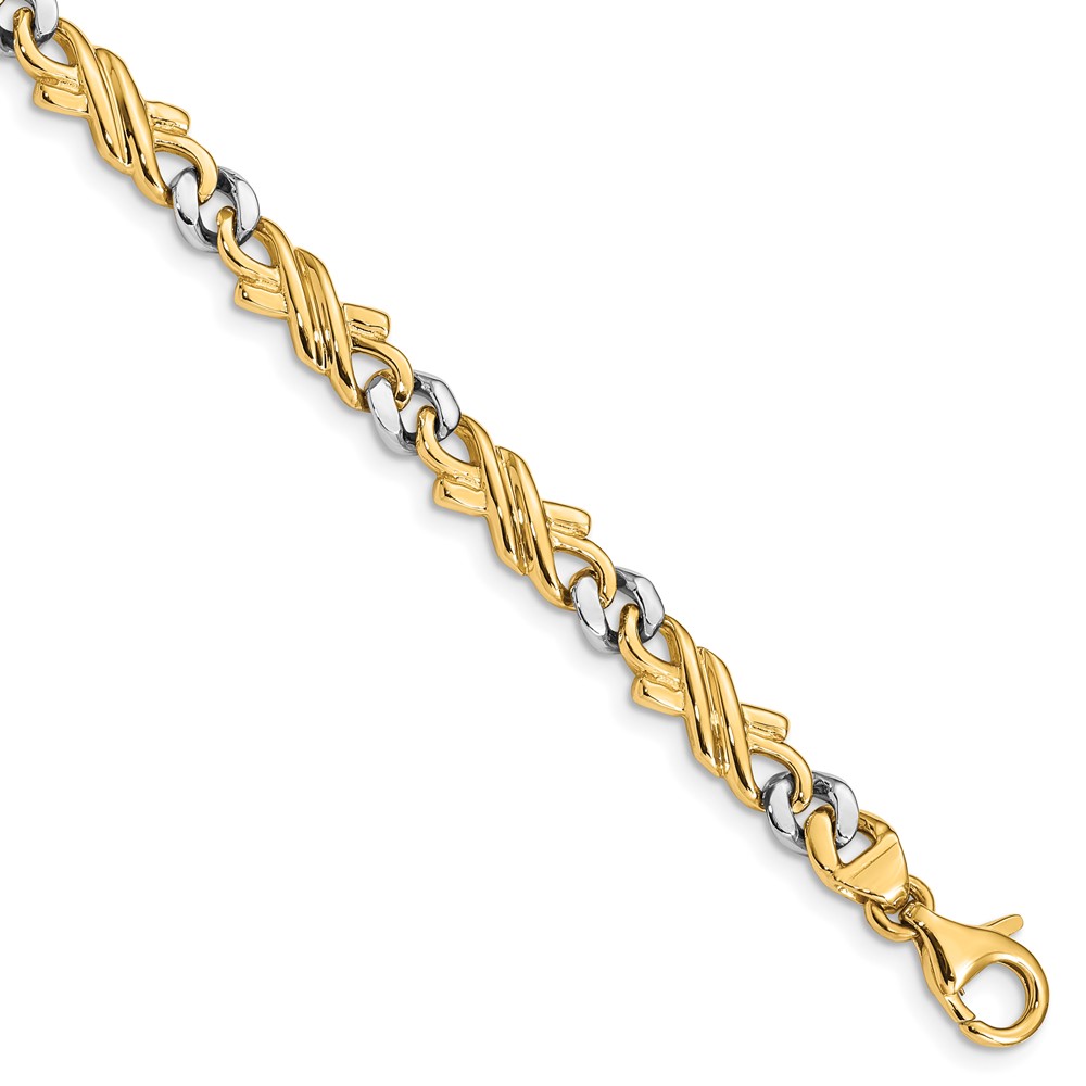 Picture of Quality Gold LK223-7 14K Two-tone 6 mm Hand-polished Fancy Link Chain