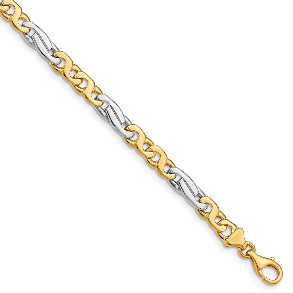 Picture of Finest Gold 14K 6 mm Hand-Polished Fancy Link Bracelet&amp;#44; Two-Tone