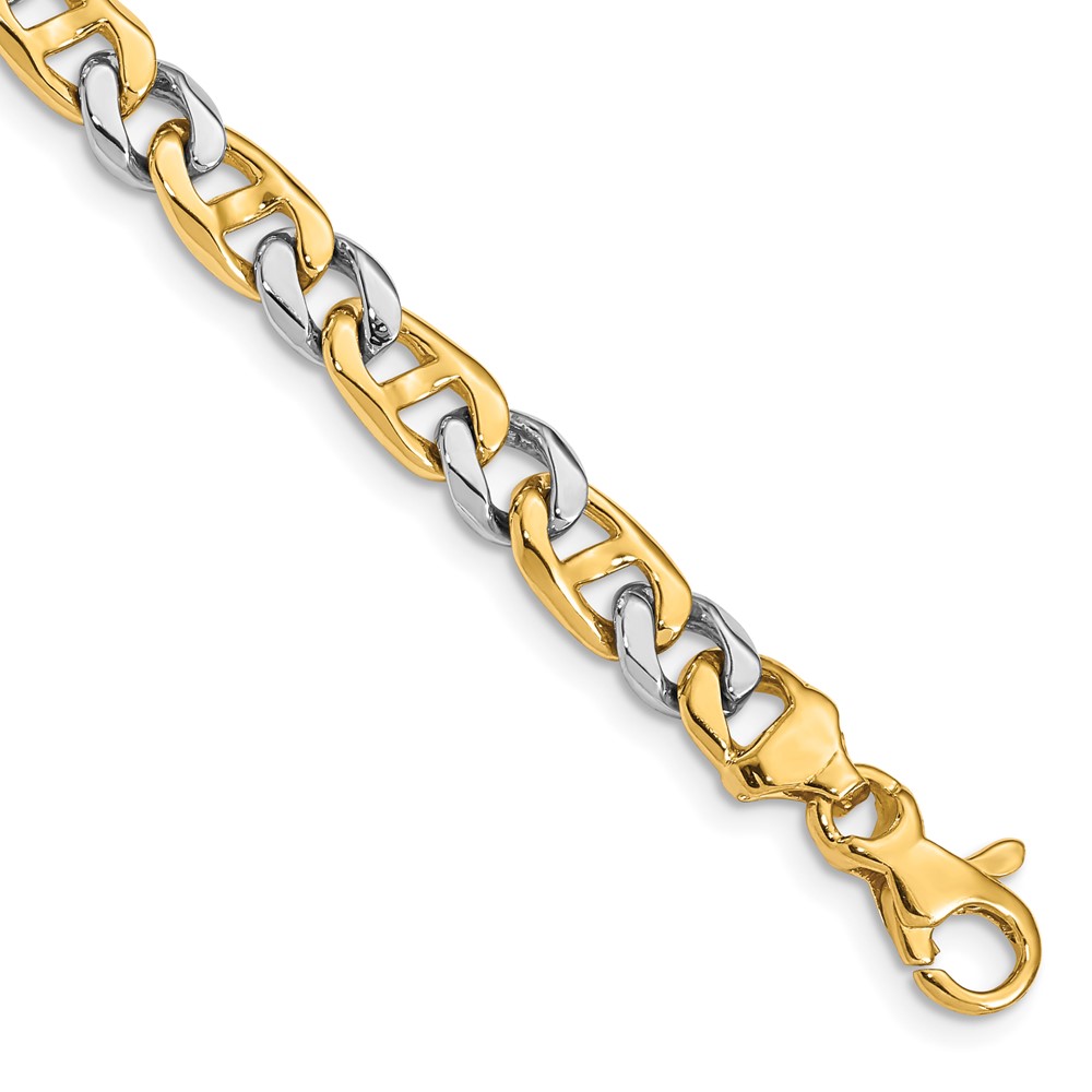 Picture of Finest Gold 14K Two-Tone 5.6 mm Hand-Polished Fancy Link 7 in. Bracelet