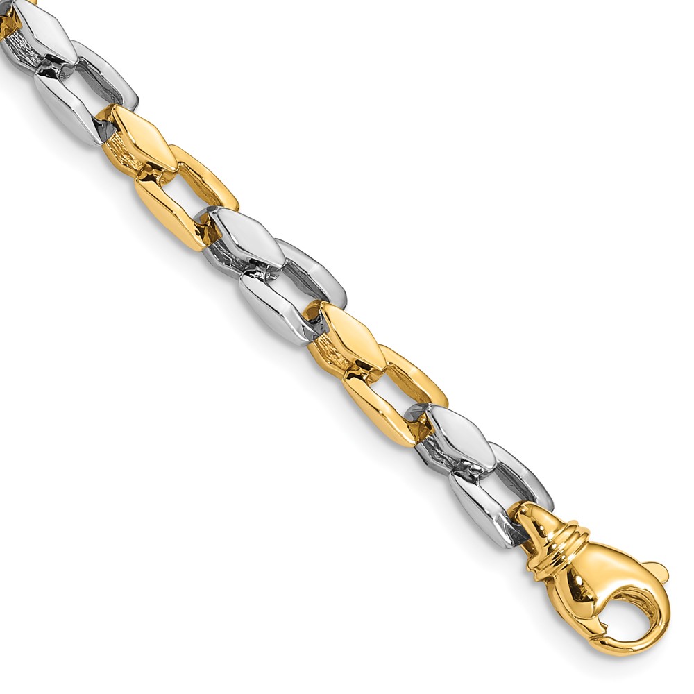 Picture of Finest Gold 14K Two-tone 4.5 mm Hand-polished Fancy Link Bracelet