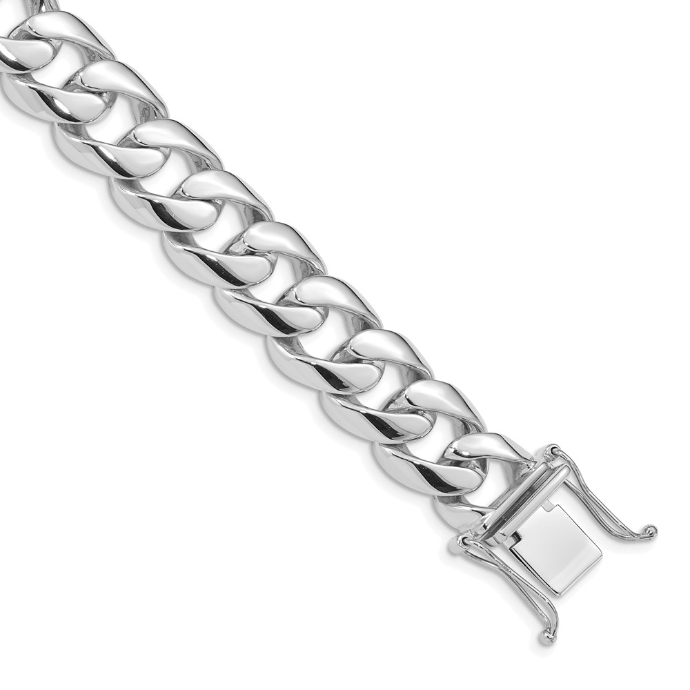 Picture of Finest Gold 14k White Gold 13.4 mm Hand-polished Rounded Curb Link Bracelet