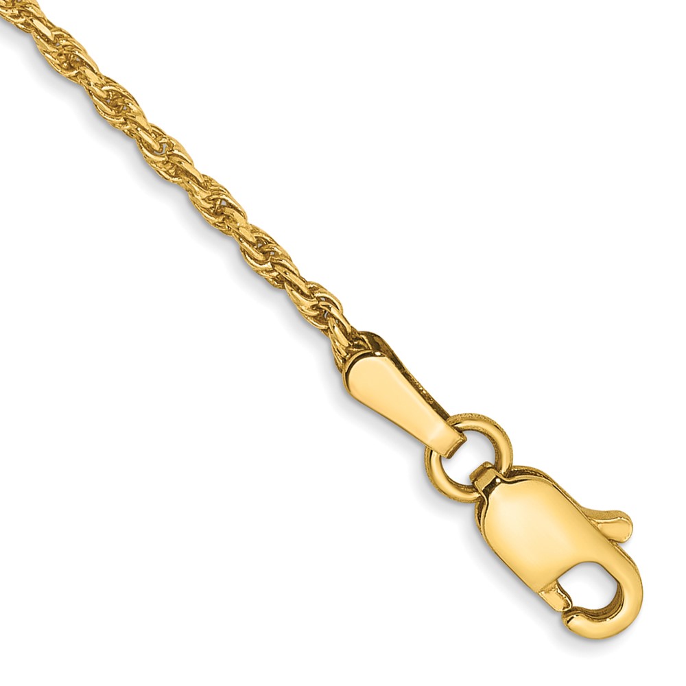 Picture of Finest Gold 14K Yellow Gold 9 in. 1.3 mm Solid Diamond-Cut Machine-Made Rope Chain Anklet